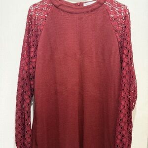 Burgundy Lace Sleeve Top